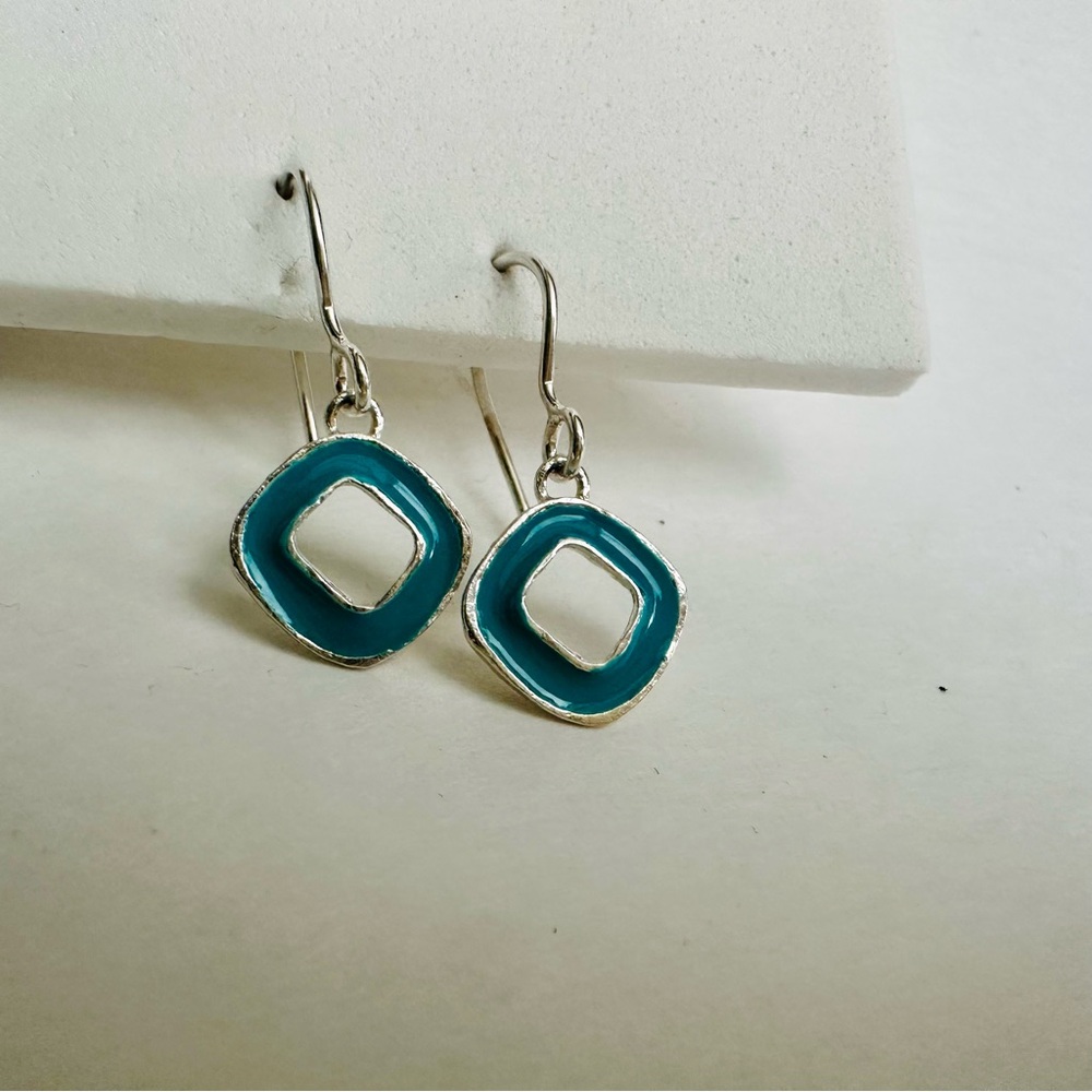 Ride The Waves Sterling Silpada Silver & Blue Enamel Drop Earrings - Picture 6 of 8